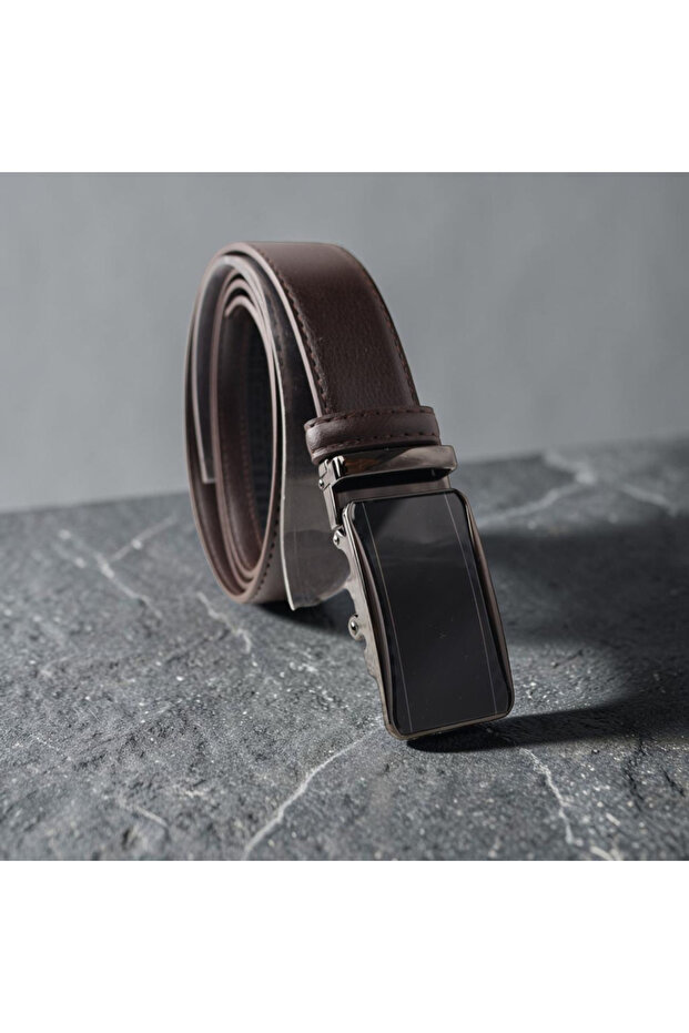 Genuine Leather Brown Men's Automatic Belt 3.5 cm