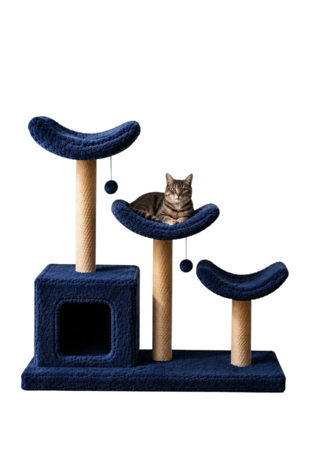 L1 Cat Nest Bed Scratching Tower Luxury 3-Bed Extra Wide Cat-Friendly Fabric Wipeable
