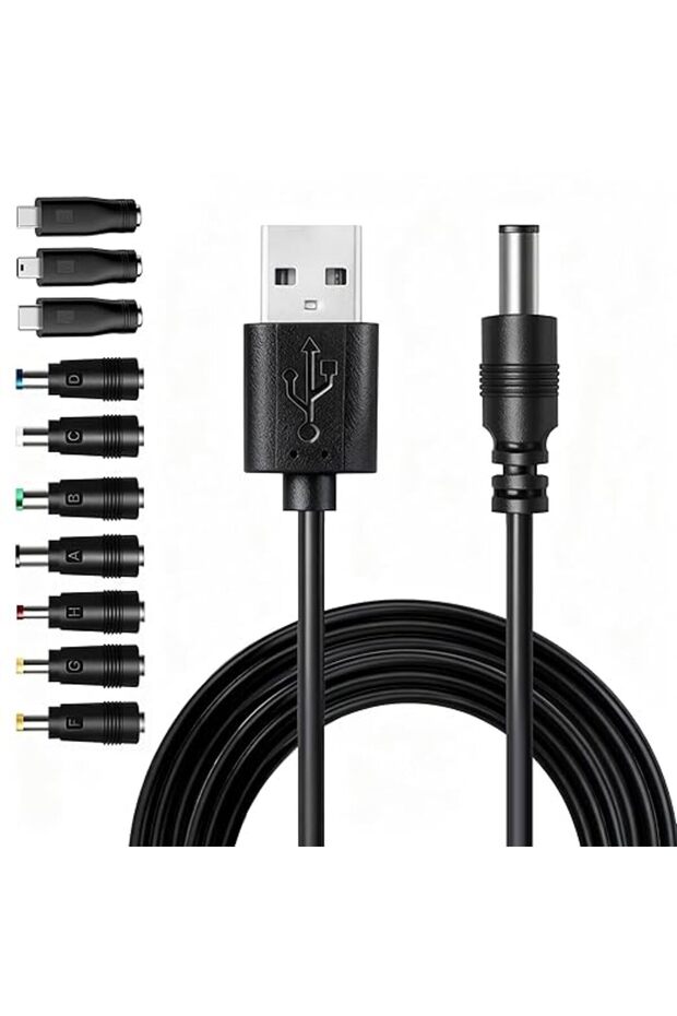 كابل شحن USB إلى DC بطول 1 متر، 11 في 1، 5 فولت