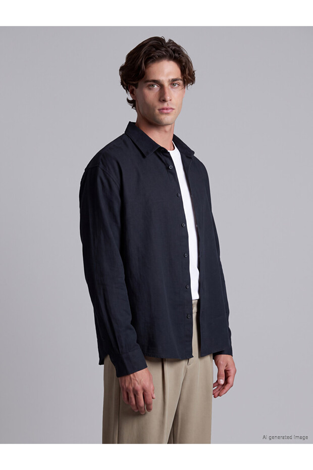 Özmarka New Season Black Regular Fit Men's Shirt