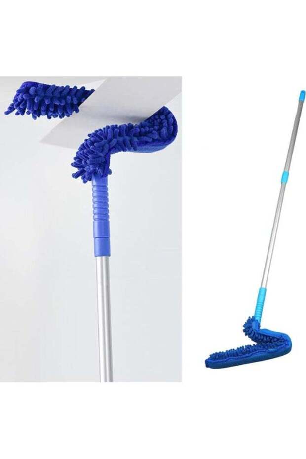 140cm Extendable Window Cleaning Brush with Soft Microfiber Head, 22cm Wide Reach, Flexible Rotating Design for Cleaning High Windows, Glass Doors, Mirrors, Ceilings, Cabinets, and Diffic