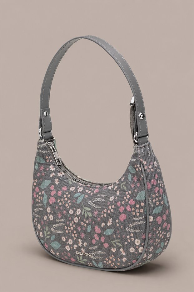 Graphite Gray Floral Hobo Bag – Everyday Women's Shoulder Bag Ref. 37044212