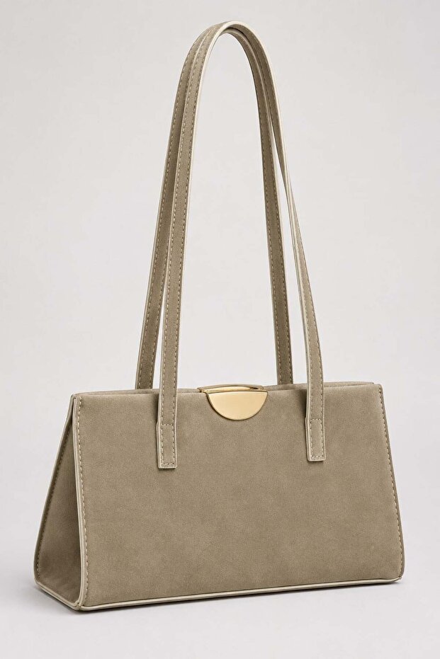 Mink Suede Women's Shoulder Bag with Large Internal Volume and Zippered Compartment, Daily Handbag