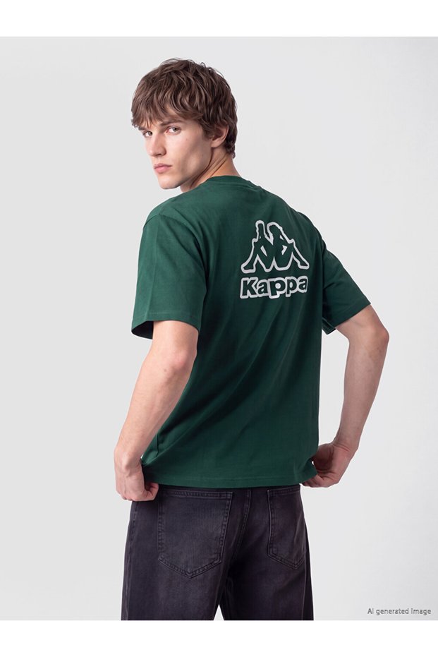 Kappa Green Embroidered Crew Neck Men's T-Shirt