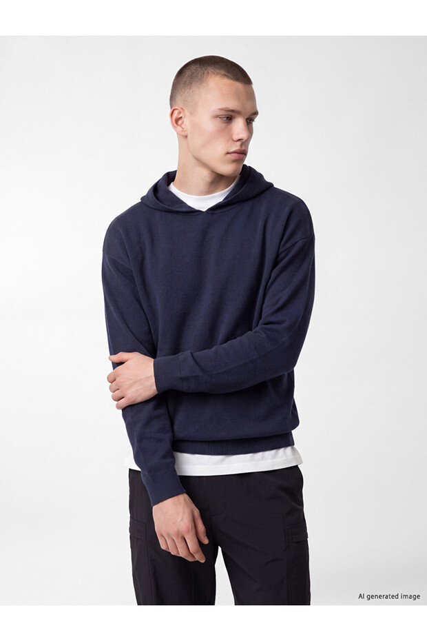 Xside Indigo Hooded Men's Knitwear Sweater