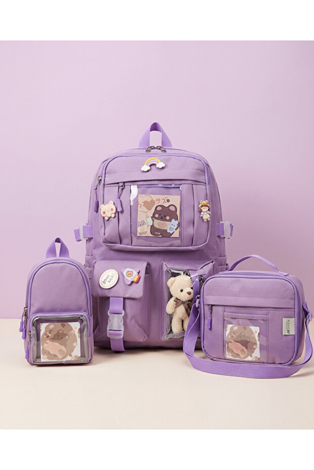 3-Piece Backpack-School Bag Combination Set Large Volume