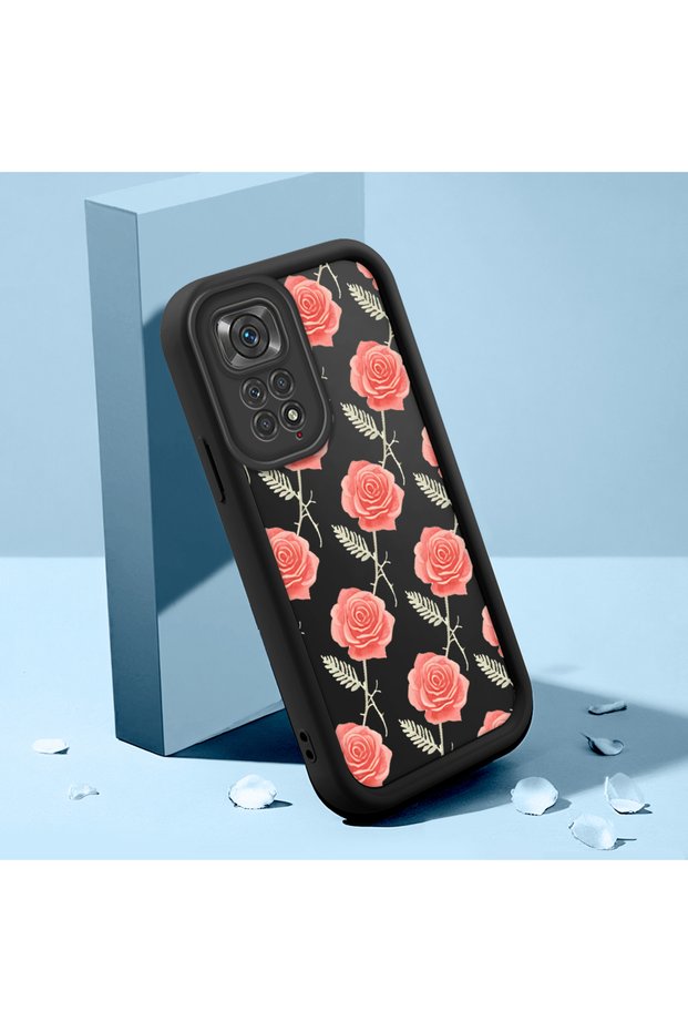 Redmi Note 11/Note 11S Compatible Retro Pink Rose Printed Case, Sturdy Hard Body