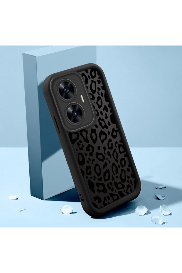 Realme C55 Compatible Black Leopard Case, Suitable for Everyday Use