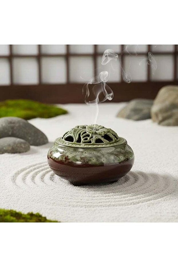 Generic Ceramic Incense Burner with Holder, Decorative Holder for Sticks & Cones and Tablets, Ash Catcher for Home Fragrance, Bakhoor, Meditation & Aromatherapy