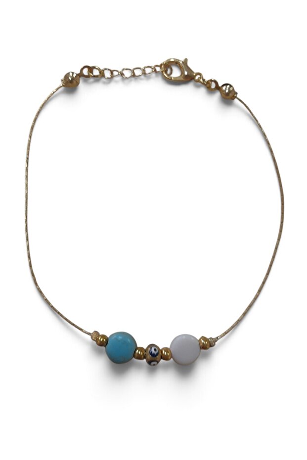 22 cm Blue White Stone Gold Color Bijouterie Anklet 130697