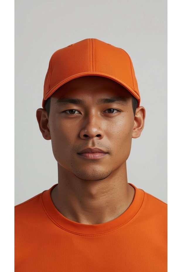 Solid Color Orange Gabardine Men's Hat