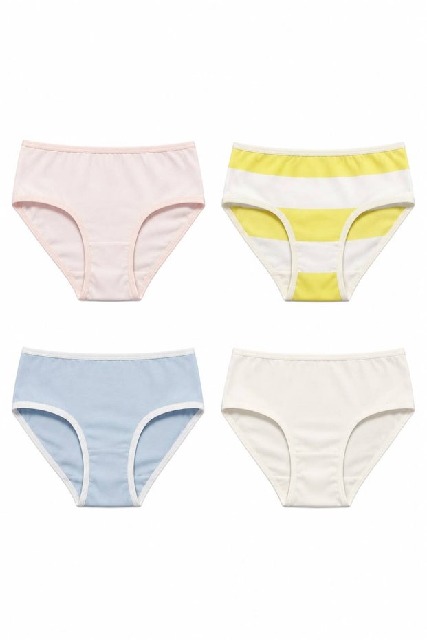 Girls' Panties Set 4-Pack Cotton Unprinted Plain Girls' Slip Panties Gift Children's Panties Set Cotton Girls' Underwear Ful-Kulot-K-Rnkl