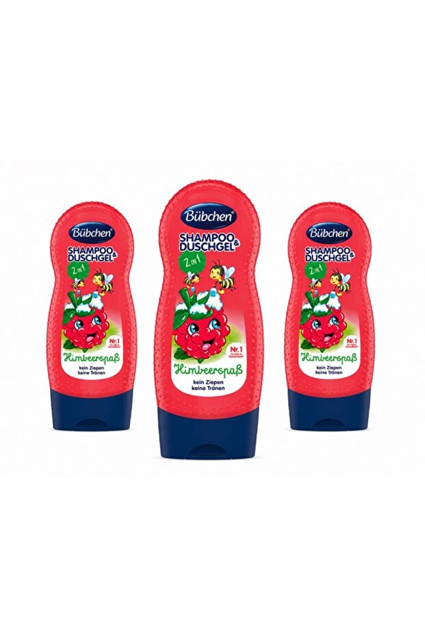 Kids Raspberry Scented Children's Shampoo and Shower Gel Set of 3 – Special for Sensitive Skin