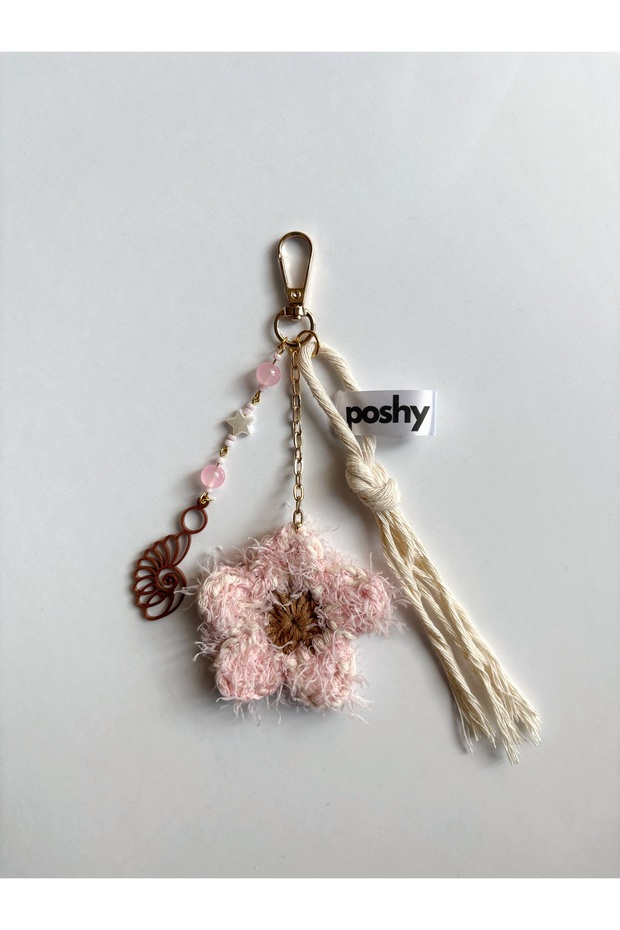 Seashell Flower Spiral Bag Charm Handmade Keychain Wallet Agenda Car Ornament Gift Design Accessory