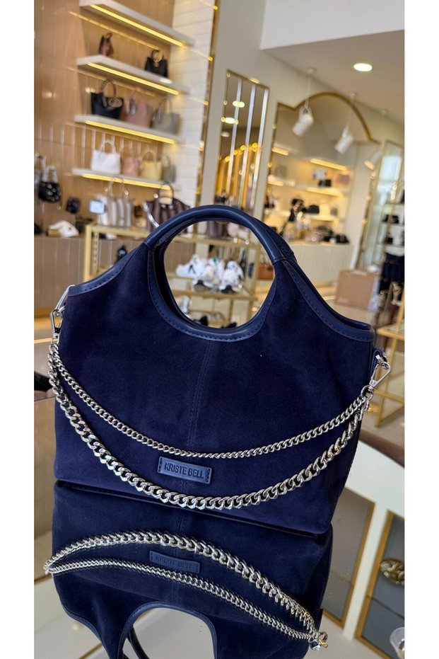 Imported genuine leather suede women's bag with chain accessory 7478