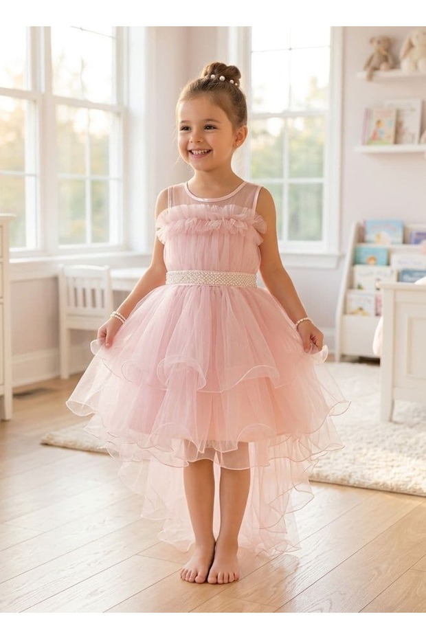 Children's Evening Dress, Children's Tulle Evening Dress with Tail
