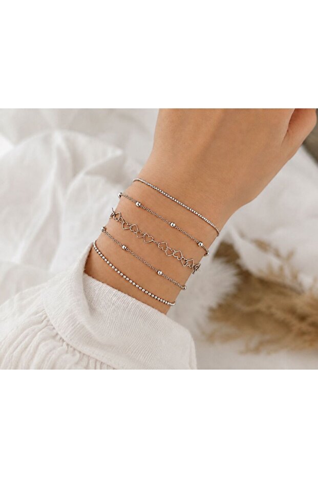 5 Piece Chain Patterned Bracelet