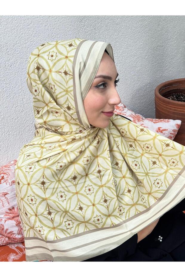 Sari Mi̇hre Desen Soft Cotton Scarf