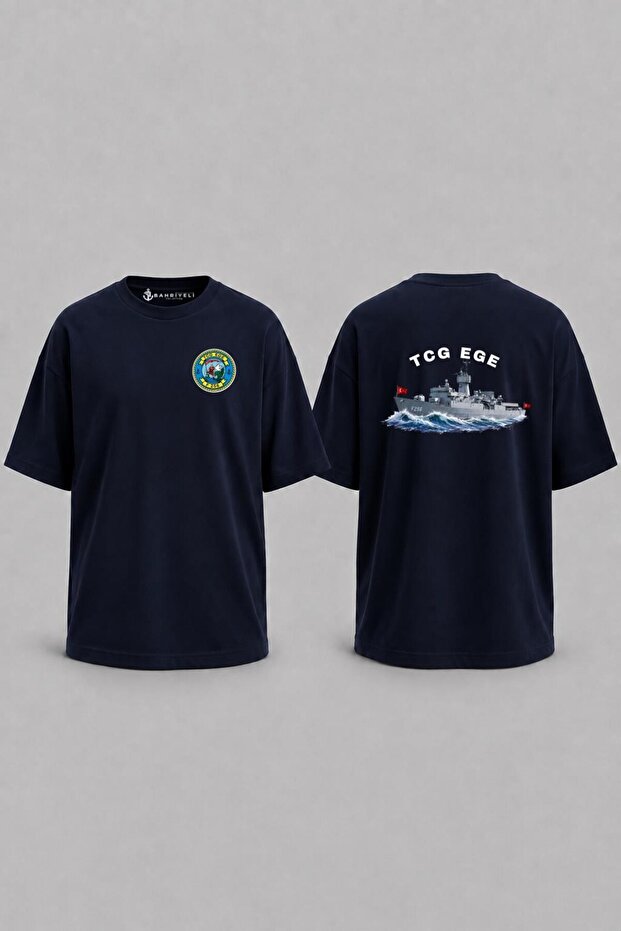 Oversize Tcg Aegean Waves V2 Pocket and Back Printed Unisex T-Shirt