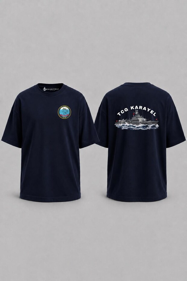 Oversize Tcg Karayel Dalgalar Arası V2 Pocket and Back Printed Unisex T-Shirt