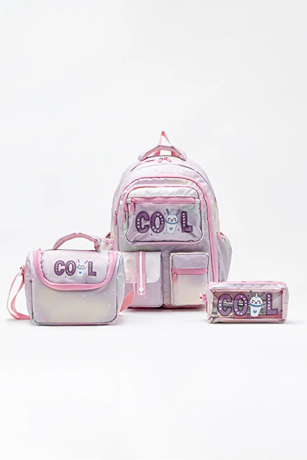 Girl's Cute and Cool 3-Piece School Bag Set - Backpack, Lunch Bag, Pencil Case