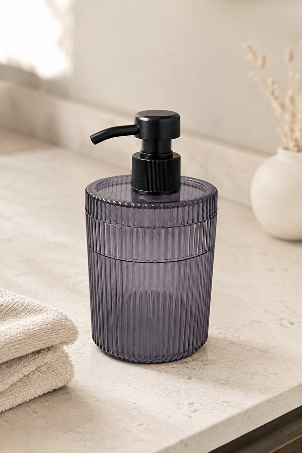 Line 700 ml Large Size Liquid Soap Dispenser with Pump – Striped Modern Design, Bathroom and Kitchen Dispenser