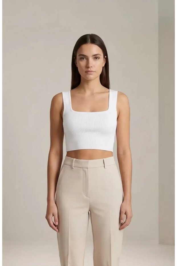 Women's White Thick Strap Crop Top Bustier – and Stylish Design