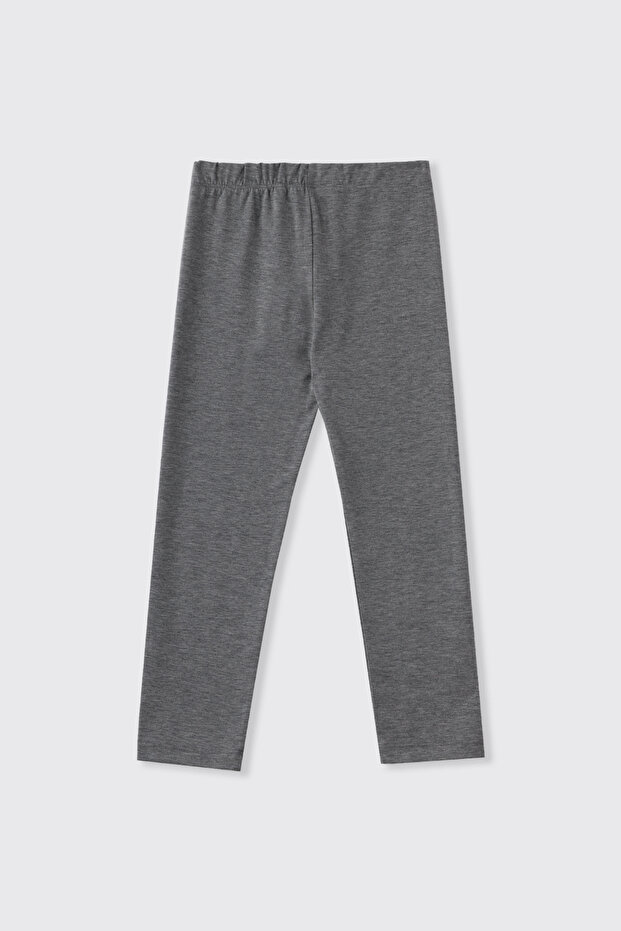 Girl's Gray Leggings with Elastic Waist