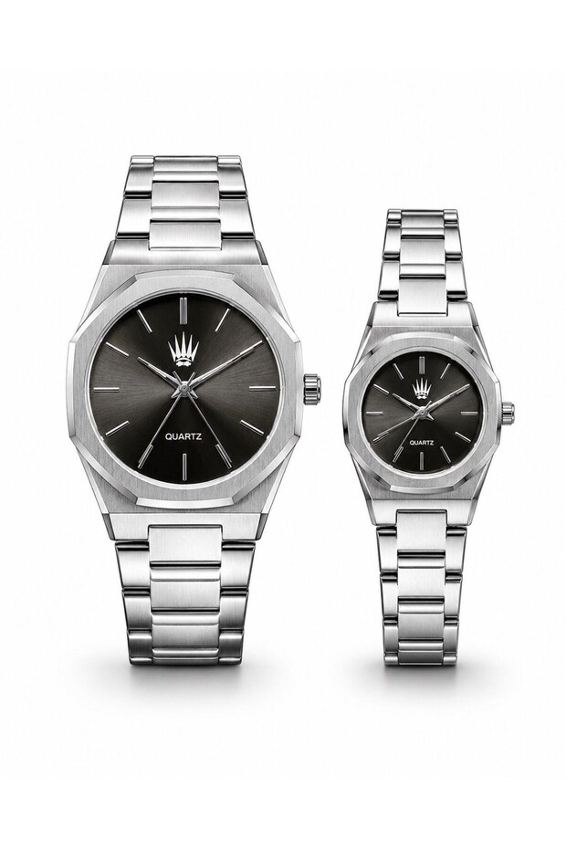 Couple's Watch Dualis Silver Black Wristwatch