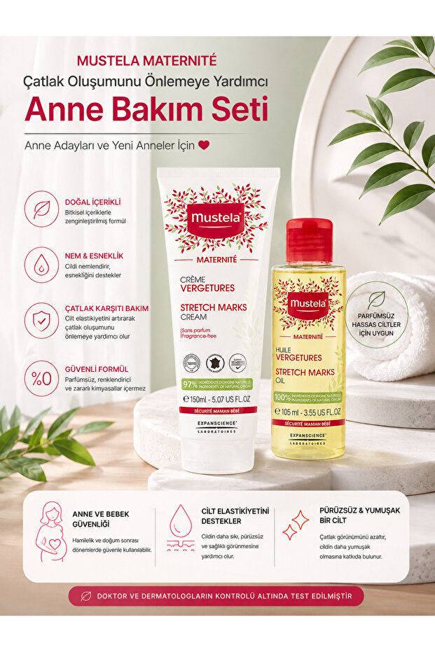 Maternité Stretch Mark Care Set, Moisturizing and Skin Elasticity Supporting Double Set