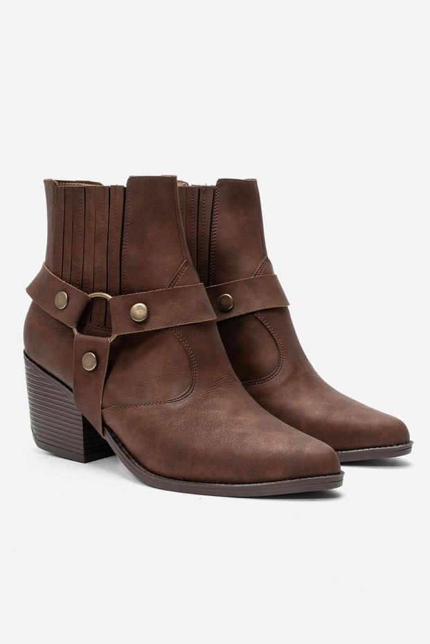 Nova Women's Brown Nubuck Western Dallas Snap-On Boots