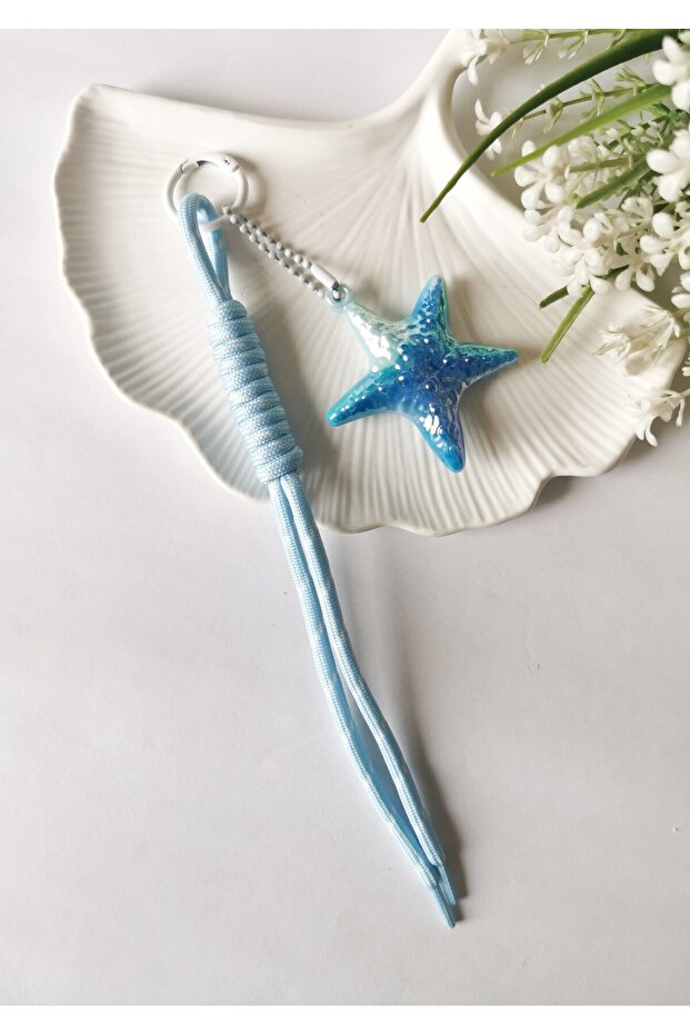 Starfish Figured Bag Charm and Keychain Blue