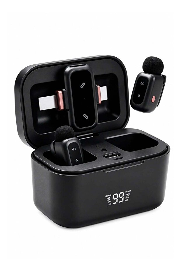J36 Wireless Lavalier Microphone, Dual Wireless Mic with Charging Case, Intelligent Noise Reduction, Plug & Play Mini Microphone for Vlogging, Live Streaming, Interview & Video
