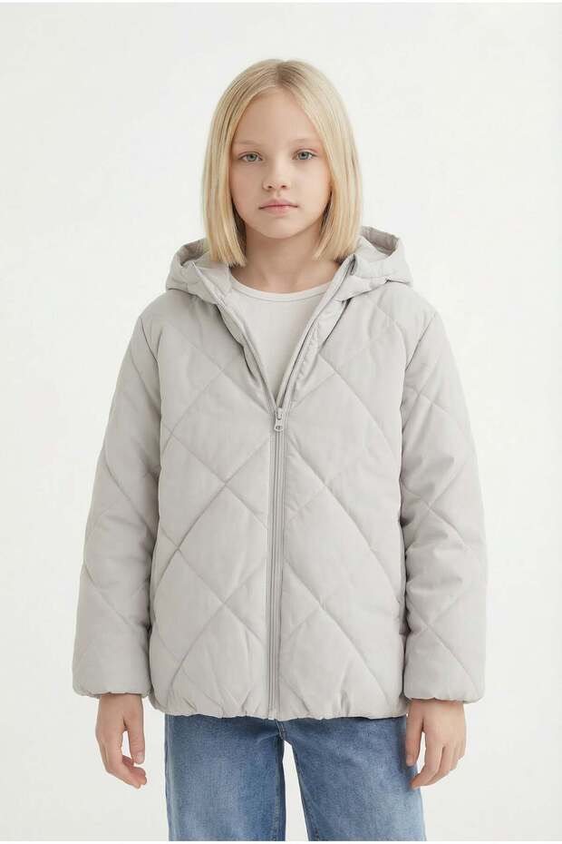 Girl's quilted patterned coat