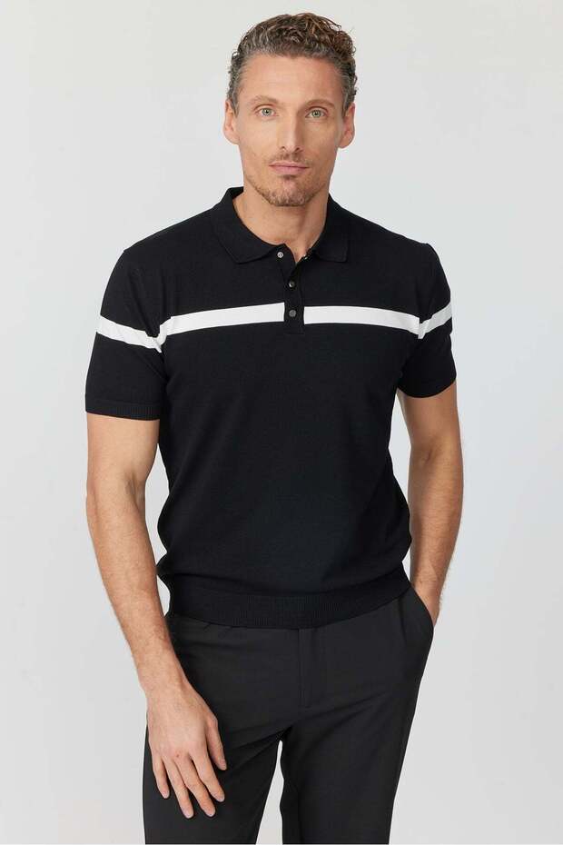 Men's Polo Neck Knitwear T-Shirt