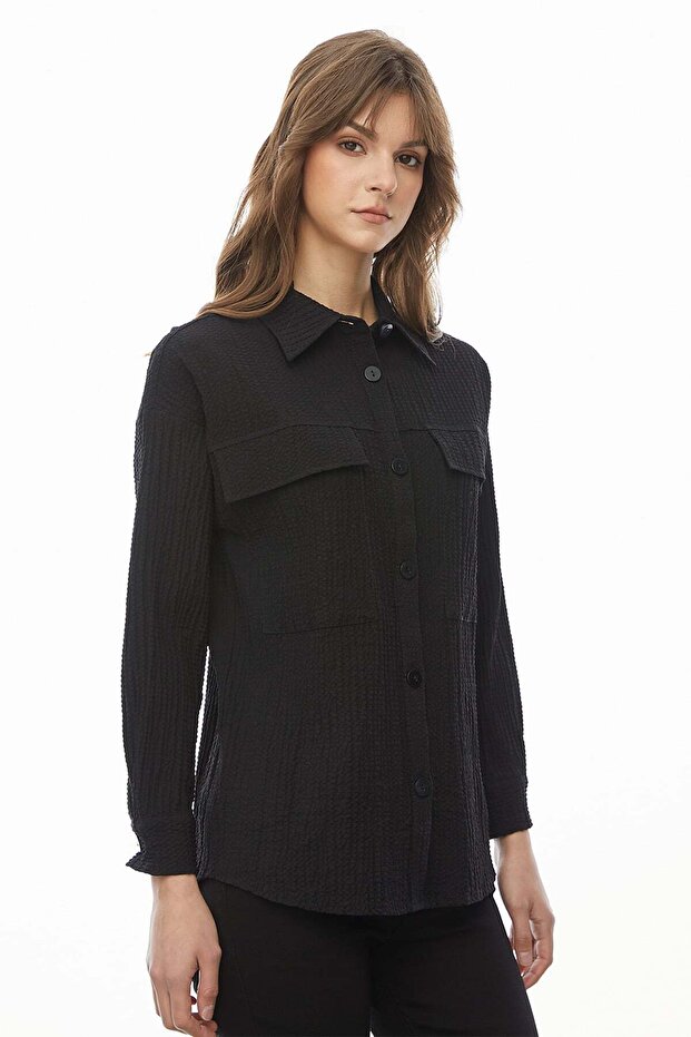 Women's Textured Shirt with Pockets