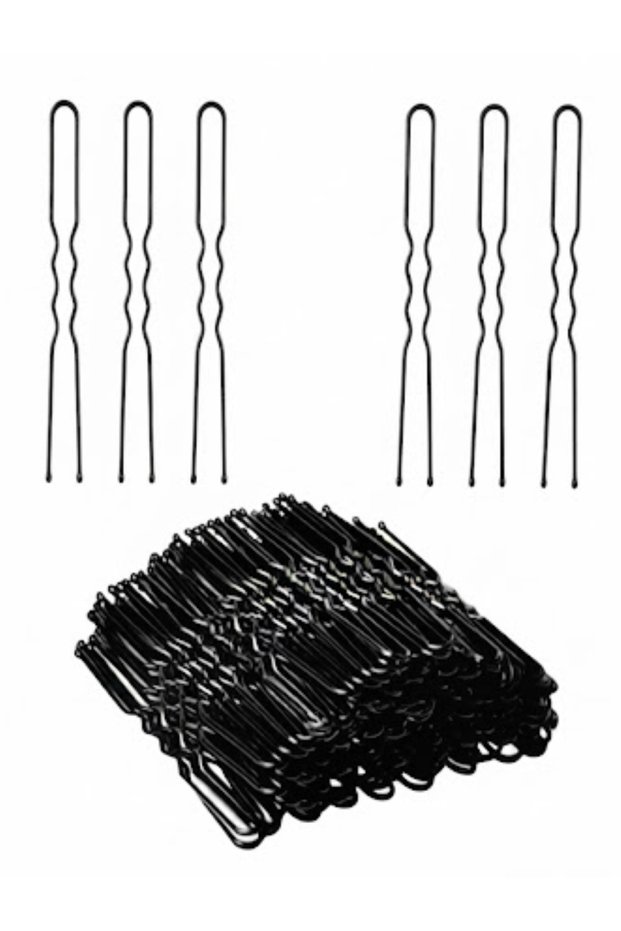100 Pieces 8 cm Black Thin Paravana Hairpin Bun Hairdresser Material Wire Buckle Women's Hair Accessory Drawstring