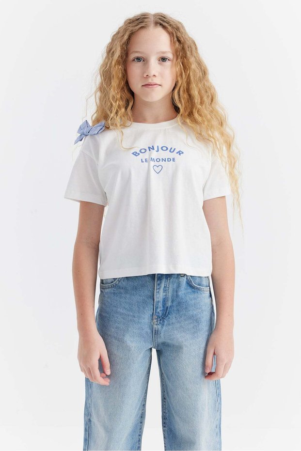 Girl's Ribbon Detailed T-Shirt