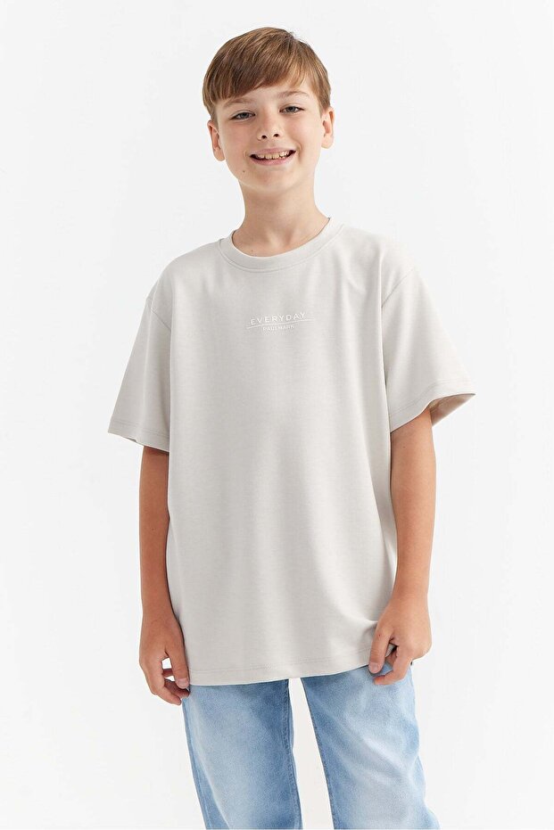 Boy's T-Shirt with Embossed Lettering Print Detail