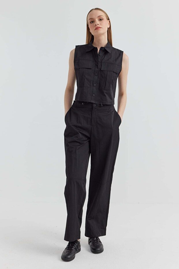 Women's Parachute Fabric Pants with Pockets