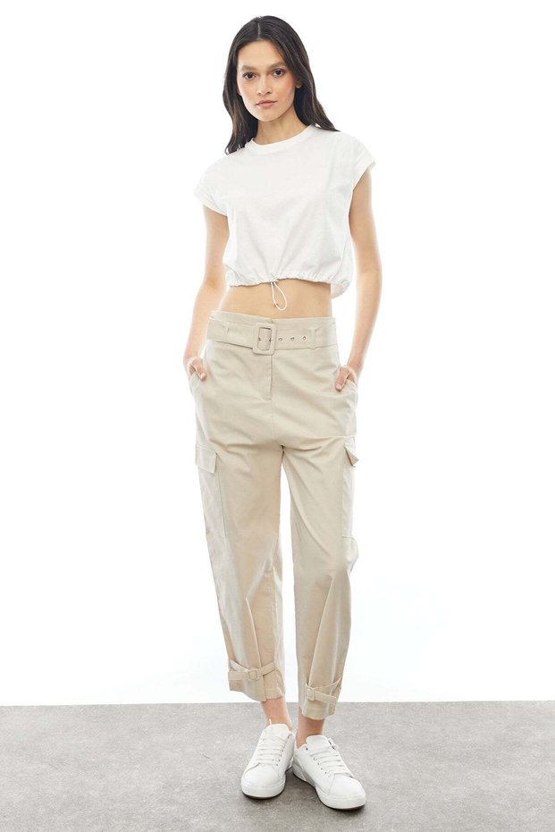 Belt Detailed Side Pocket Trousers
