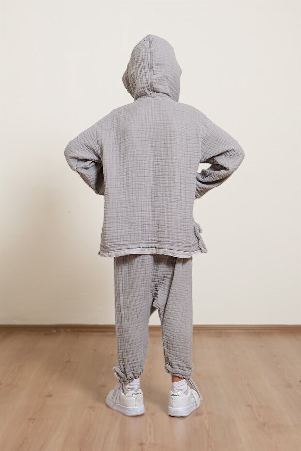 Lambert Muslin Unisex Kids Shalwar Gray