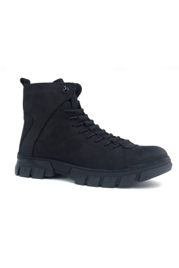 20725 Rubber Sole Zippered Men's Boots-black Nubuck