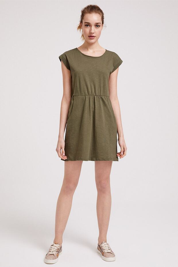 Kadın Ruby O Yaka Elbise Haki 202 LCF 244002 - 1