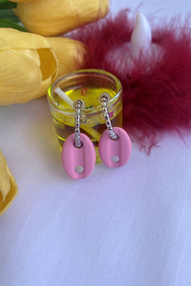 Matte Pink Color Antiallergic Sailor Knot Earrings