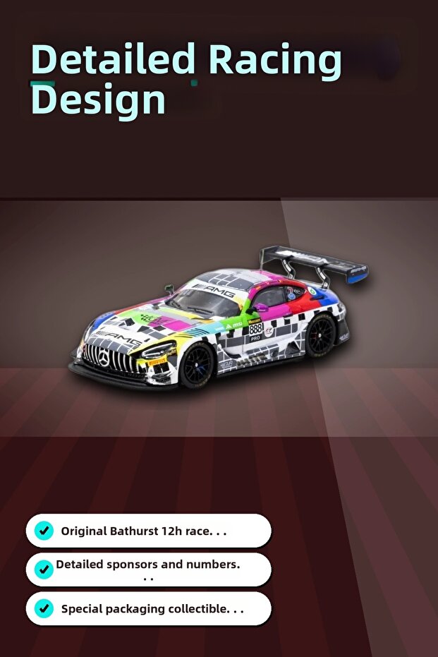 1/64 Diecast Mercedes-Amg Gt3 Race Car - 2025 Bathurst 12H Gruppem Racing 3 Pilot Bx-313343