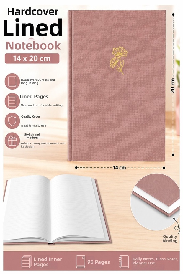 Quality Notepad A5 14X20Cm 1 Piece Lizz Esp180C Lined Rubberized Hard Cover 168 Sheets Hardcover
