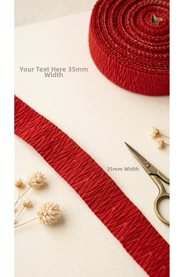 French Pleated Lapiaz Cotton 35mm Ribbon 25Meters