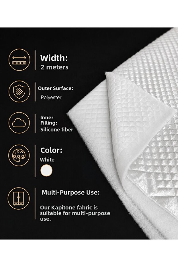 Quilted Bark Stitched Fabric 2 Meters – White