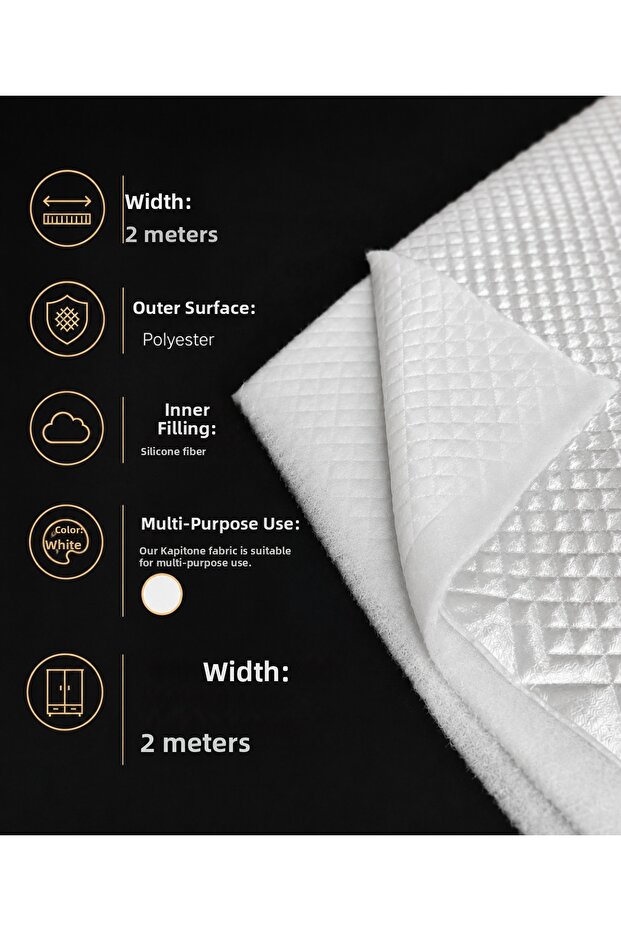 Quilted Bark Stitched Fabric 1 Meter – White